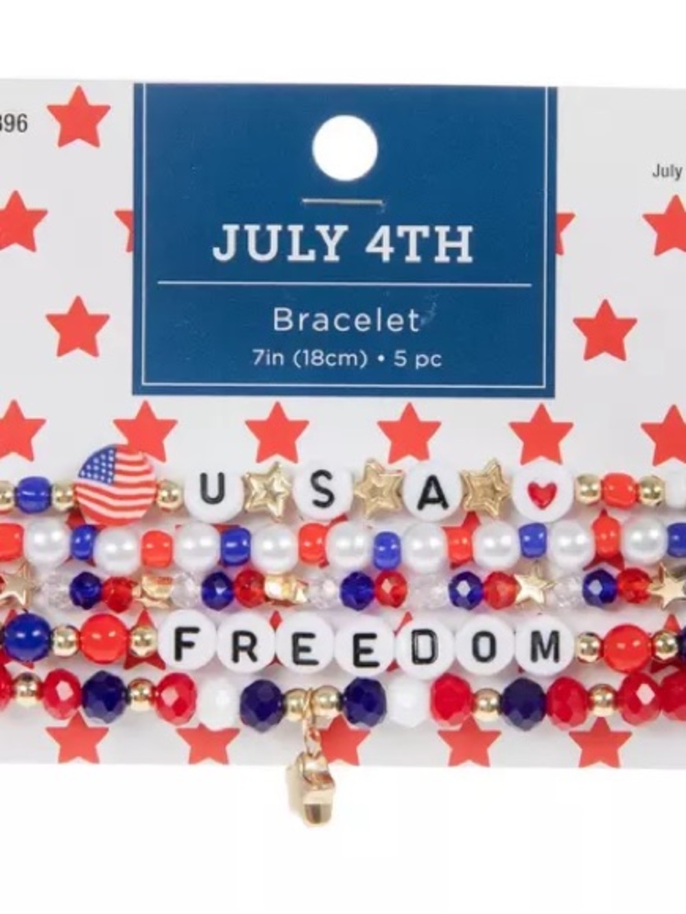 New Brother Sister Design Studio 7” Patriotic Beaded Bracelets 5 pc Set